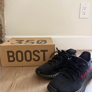 Yeezy Boost 350 V2 Black with Red Stripe
